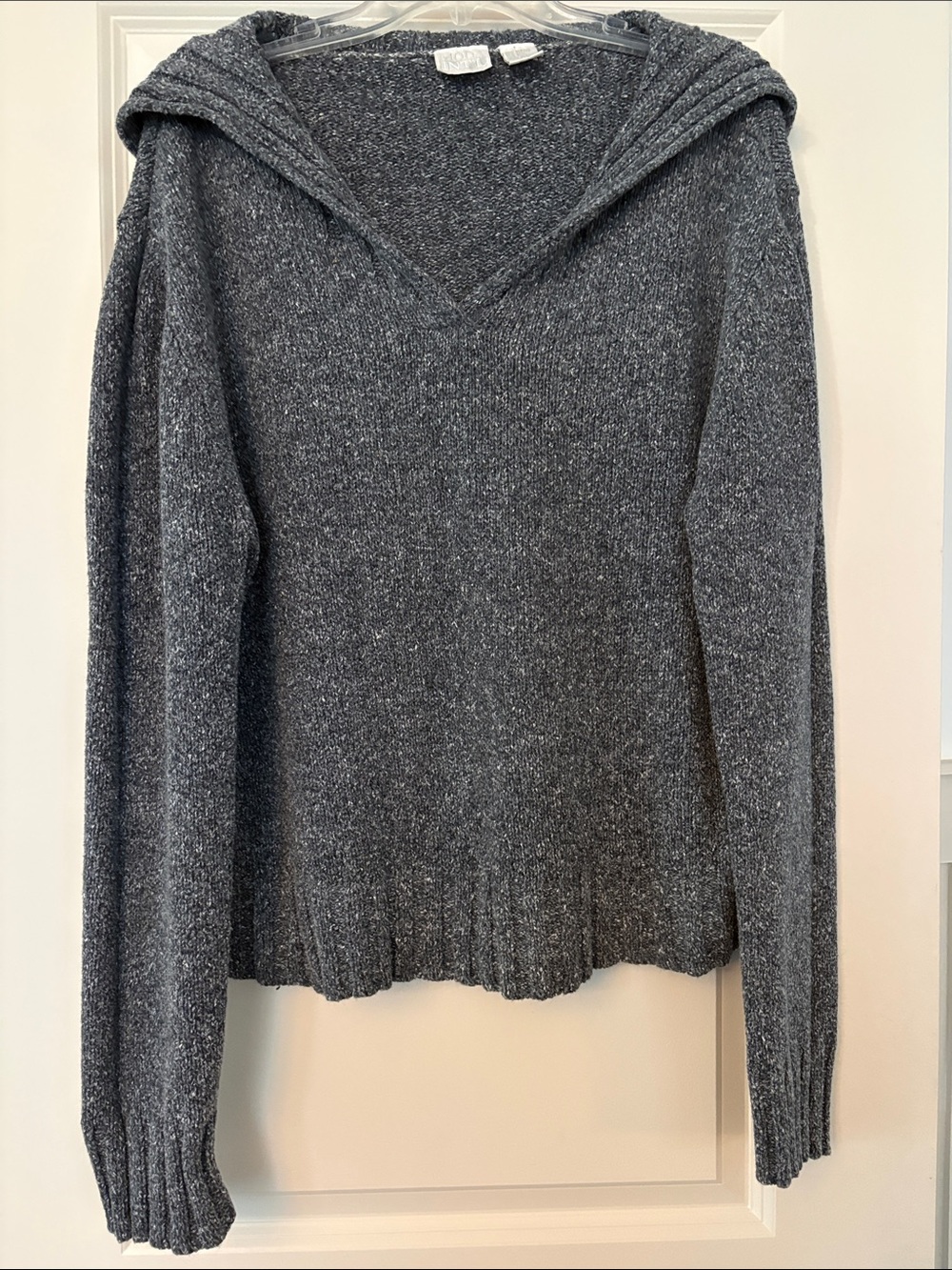 Moda International Charcoal V-Neck Hooded Sweater